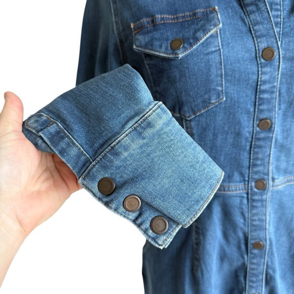 Free People Dynomite Denim Mini Shirt Dress Medium Wash Blue Sz S NWT - Picture 7 of 11